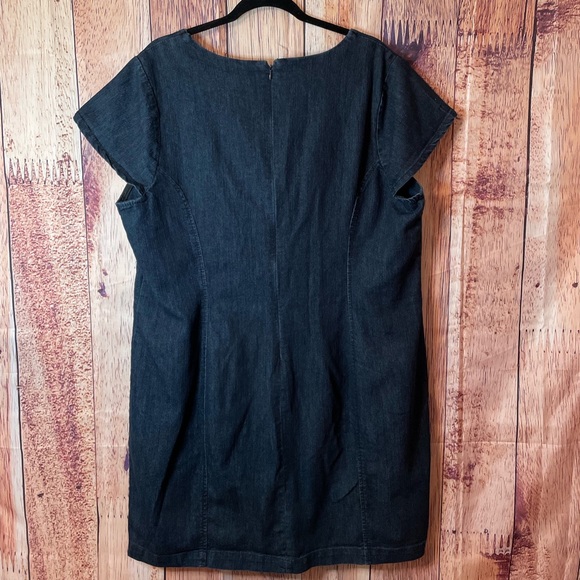 Lane Bryant Denim Jean Cap Sleeve Square Sweetheart Neck Dress Size 22 - Picture 5 of 5